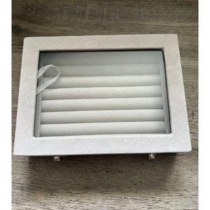 New Velvet Glass Jewelry Display Storage Box Ring Earrings Jewelry Box